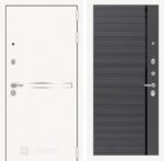 Входная дверь Лайн WHITE 22 - Графит софт, черная вставка