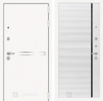 Входная дверь Лайн WHITE 22 - Белый софт, черная вставка