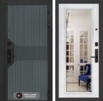 Входная дверь Смартлаб с Зеркалом Фацет – Белый софт