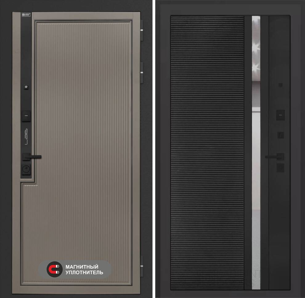 lab-1-pro-31-kvarz Входная дверь Лаб 1 Про 31 – Черный кварц, зеркальная вставка с тонировкой — изображение 1