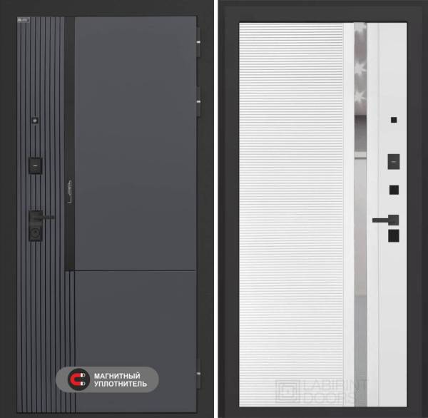 lab-2-pro-31-belsoft Входная дверь Лаб 2 31 – Белый софт, зеркальная вставка с тонировкой — изображение 1
