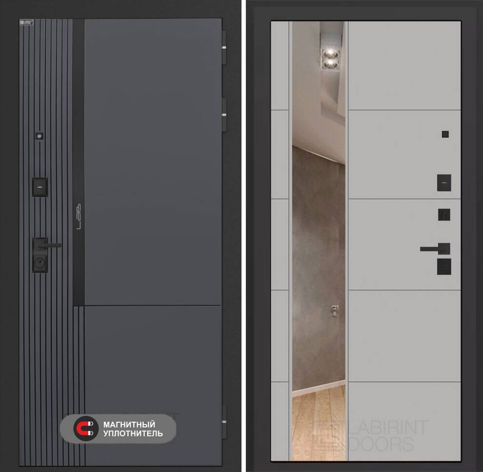 lab-2-pro-19-grey Входная дверь Лаб 2 Про с зеркалом 19 – Грей софт — изображение 1