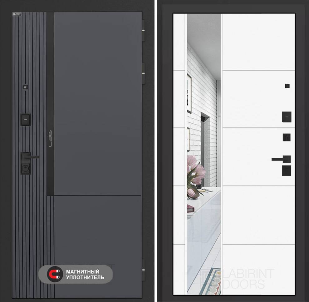 lab-2-pro-19-white Входная дверь Лаб 2 Про с зеркалом 19 – Белый софт — изображение 1