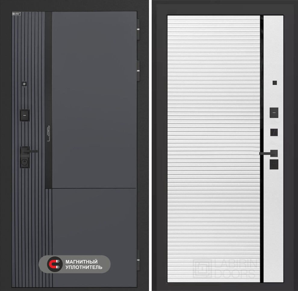 lab-2-pro-22-belsoft Входная дверь Лаб 2 Про 22 – Белый софт с молдингом — изображение 1