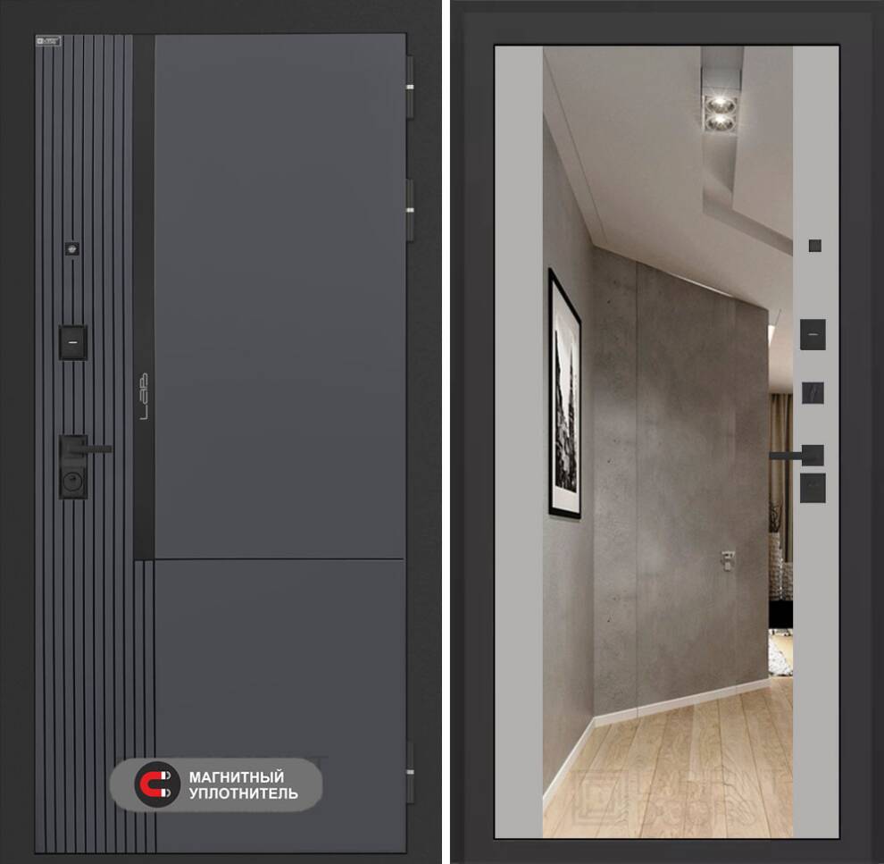lab-2-pro-maxi-grey Входная дверь Лаб 2 Про с зеркалом Максимум – Грей софт — изображение 1