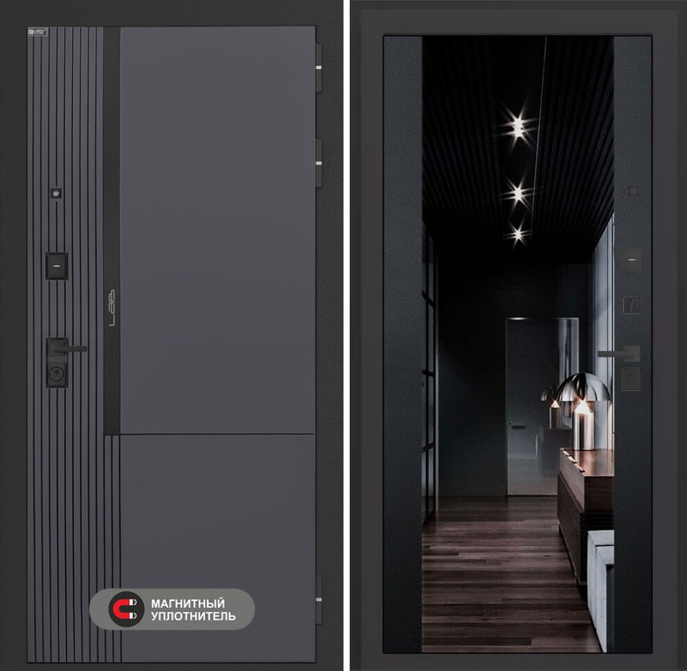 lab-2-pro-maxi-kvarts Входная дверь Лаб 2 Про с зеркалом (тонированное) Максимум – Черный кварц — изображение 1