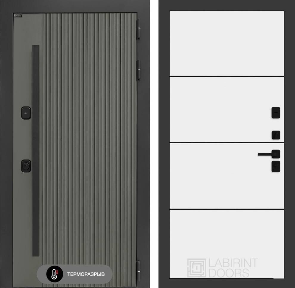 Labirint-termolab-1-teplo-25-white Входная Дверь ТЕРМОЛАБ 1 - 25 Белый софт, черный молдинг — изображение 1