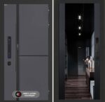 Входная дверь Лаб 3 Смарт с зеркалом (тонированное) Максимум – Черный кварц